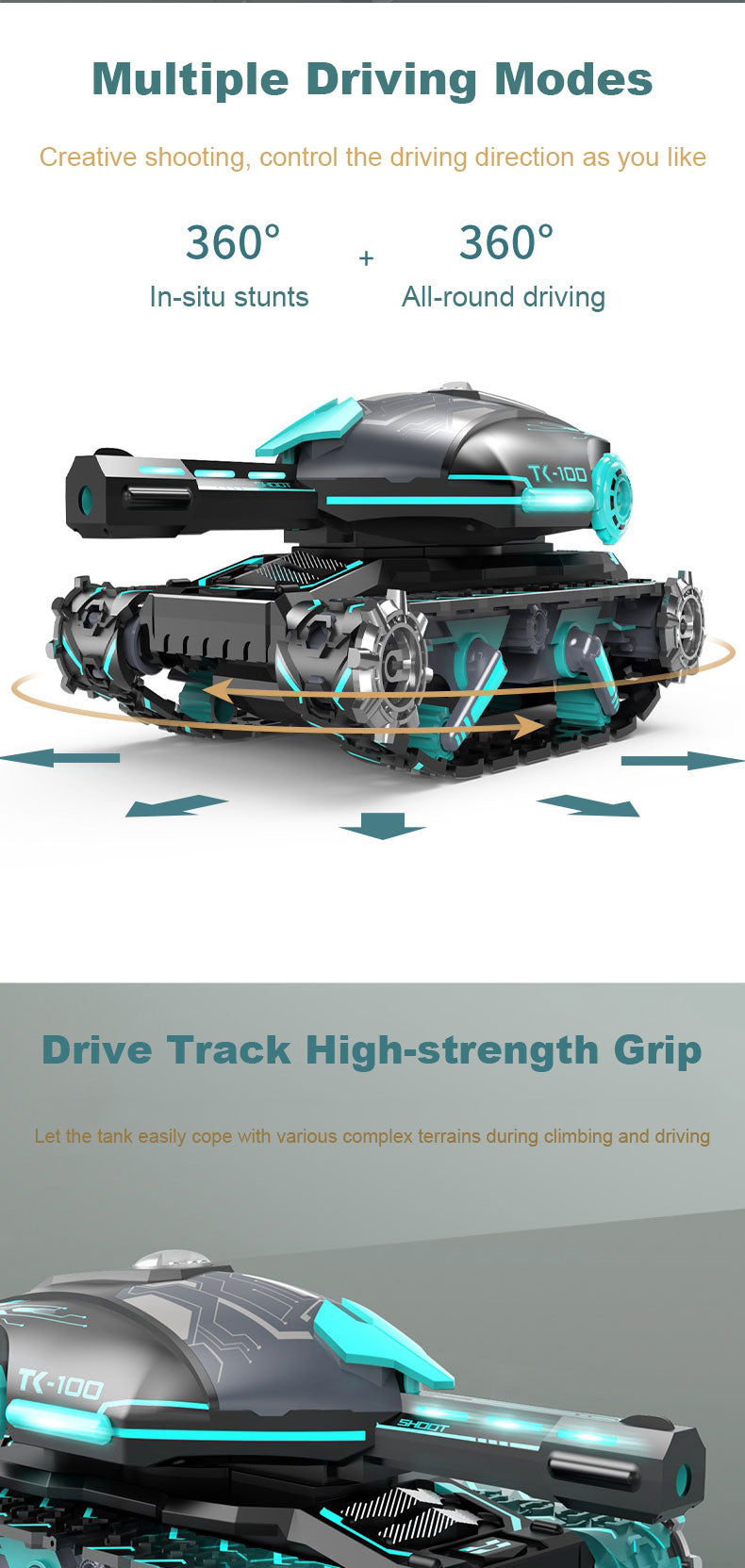 Masina de jucarie cu telecomanda, tip tanc, care trage cu mingi de apa, negru/albastru