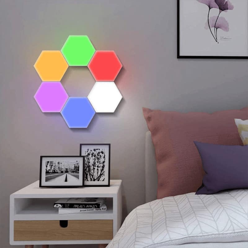 Lampa modulara hexagon cu aprindere prin atingere Led RGB, 6/10 panouri tactile, Telecomanda inclusa
