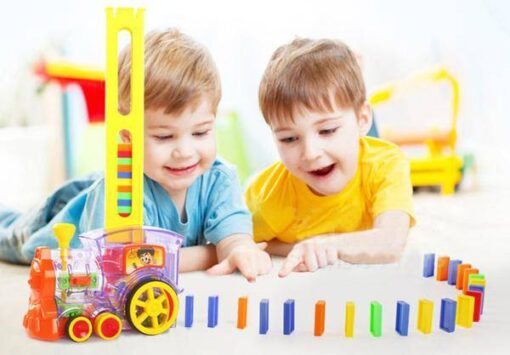 Joc educativ – Trenuletul Domino cu 80 Piese, multicolor