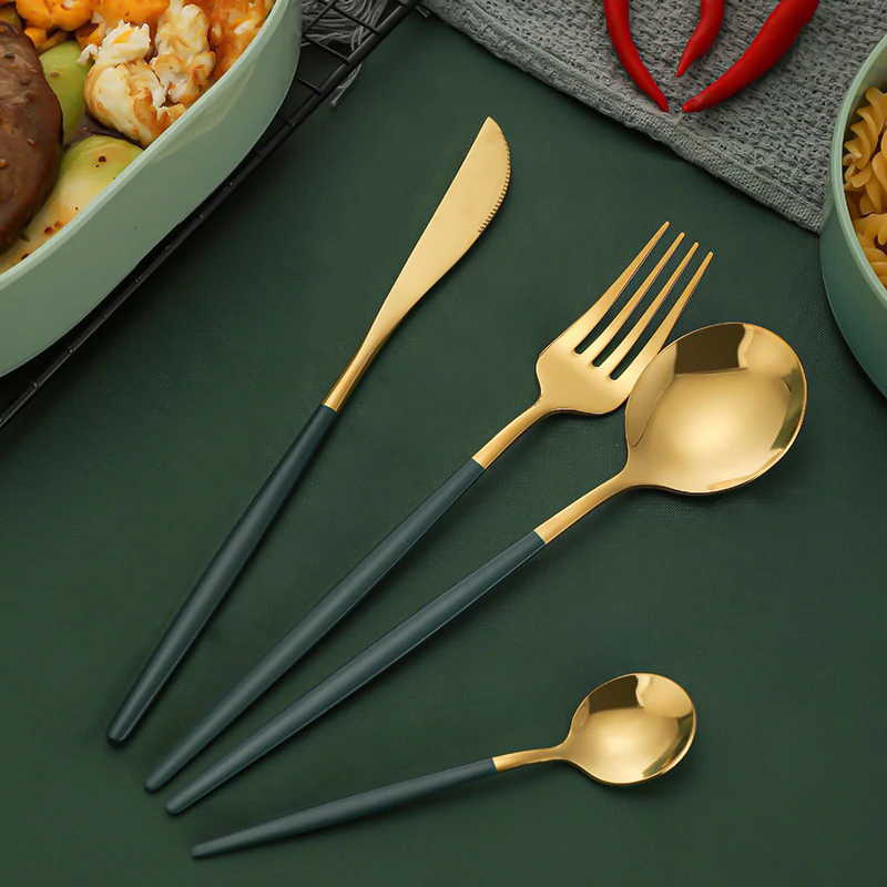 Set tacamuri 24 piese, stil portughez, otel inoxidabil, Luxury