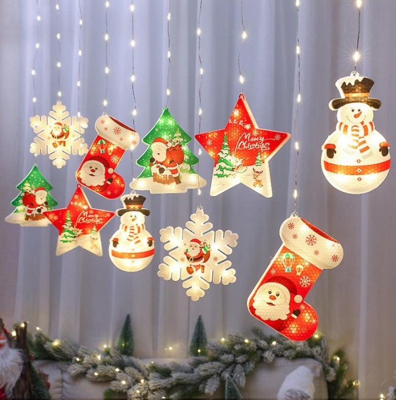 Instalatie de Craciun cu 5 Figurine Pictate, 8 jocuri de lumini, 3M