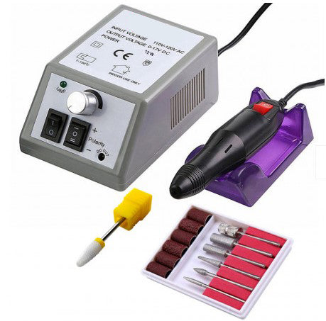 Freza unghii profesionala ISOBEL, pila electrica unghii false 20.000 RPM, gri, 7 capete de freza