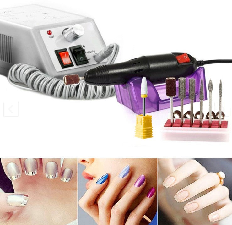 Freza unghii profesionala ISOBEL, pila electrica unghii false 20.000 RPM, gri, 7 capete de freza