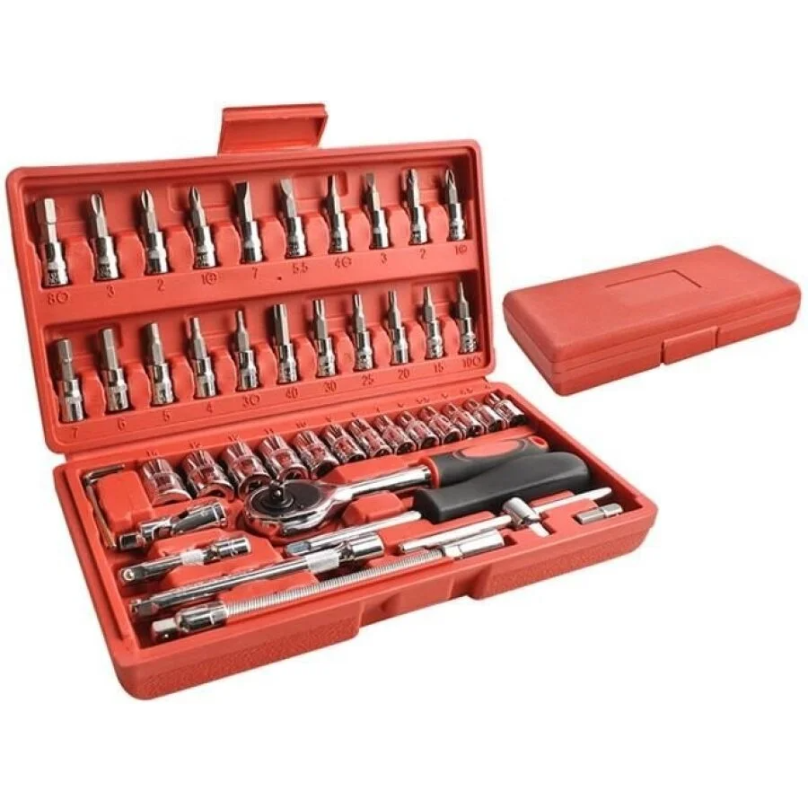 Trusa de chei tubulare si surubelnite multifunctionala, 46 de piese