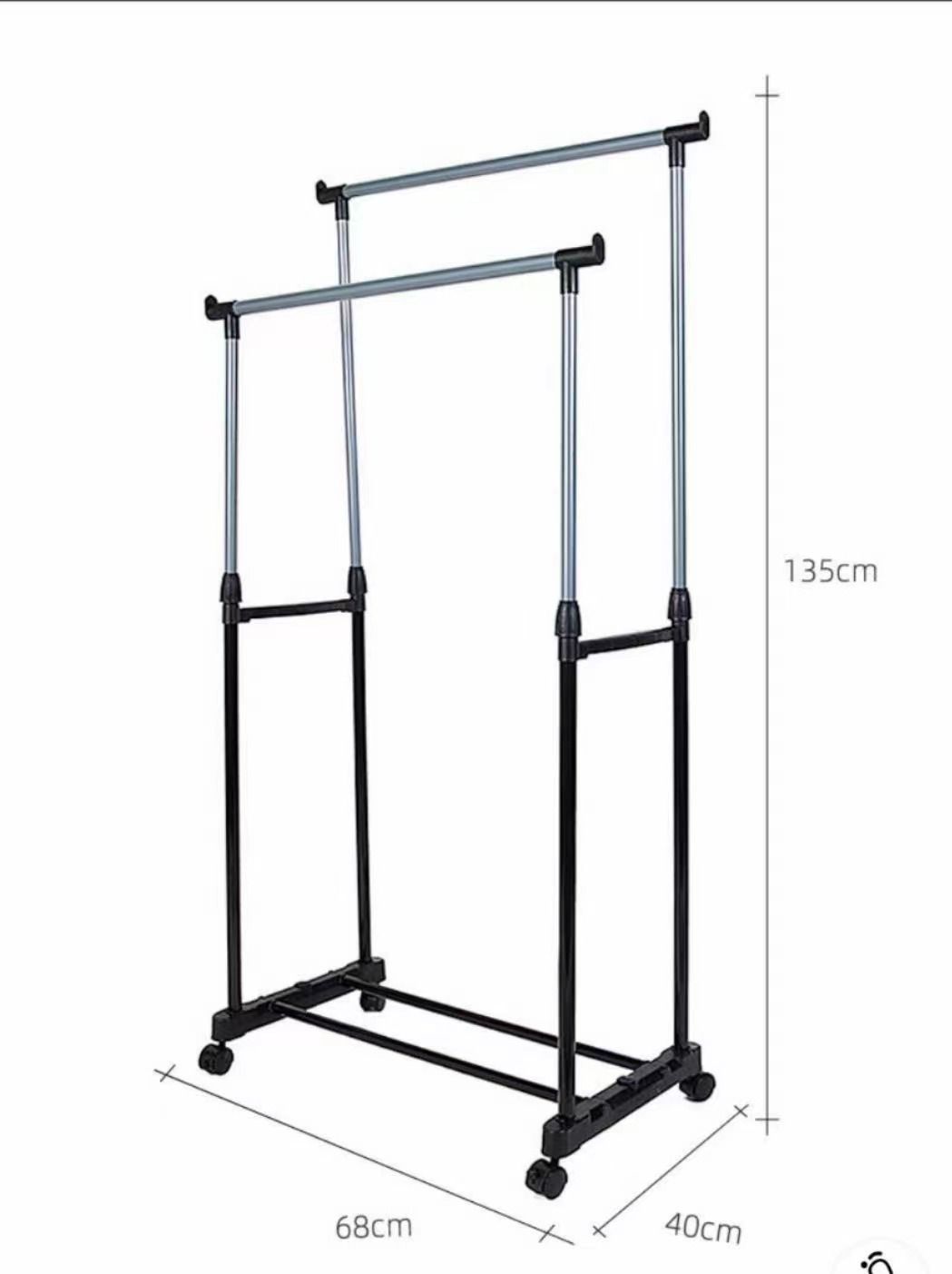 Suport metalic mobil dublu pentru imbracaminte - inaltime 160 cm