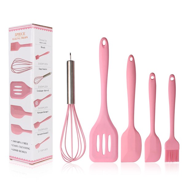 Set 5 Ustensile de Bucatarie din Silicon, Roz