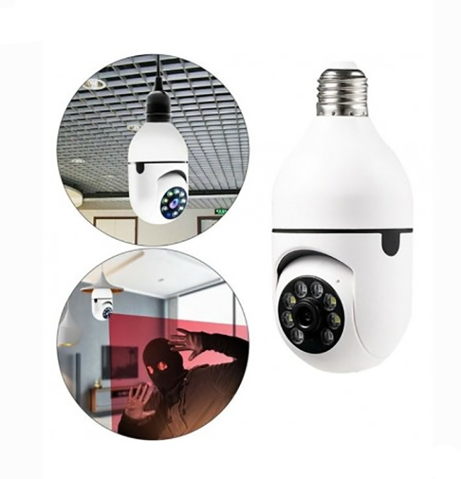 Camera de supraveghere tip bec, 1080P, Wi-Fi, Night Vision, Alarma si senzor de miscare