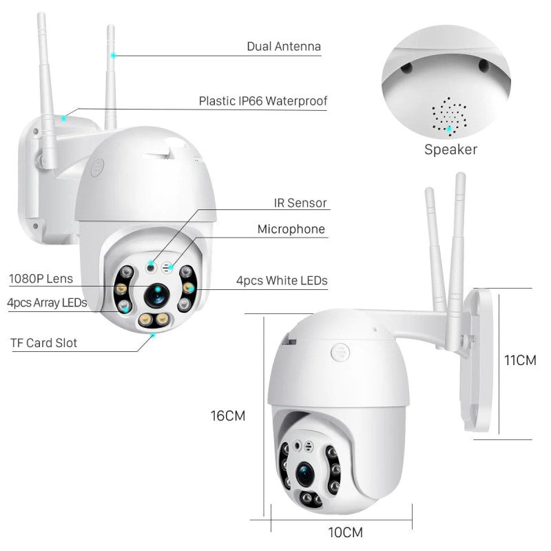 Camera WiFi Supraveghere 1080P Autourmarire, Nightvision, IP66, 3MP, Card, Senzor miscare, IR, Semnal Puternic 5 db