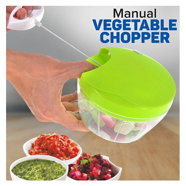 Tocator manual de legume cu 3 cutite, verde