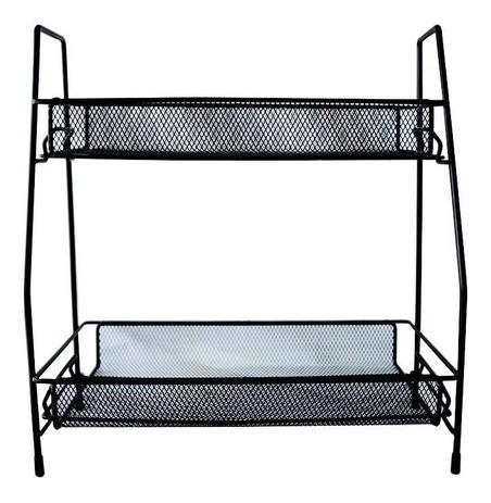 Suport organizator din metal cu 2 etajere, negru