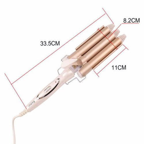 Ondulator profesional cu 3 elemente ceramice, Kemei, 45W