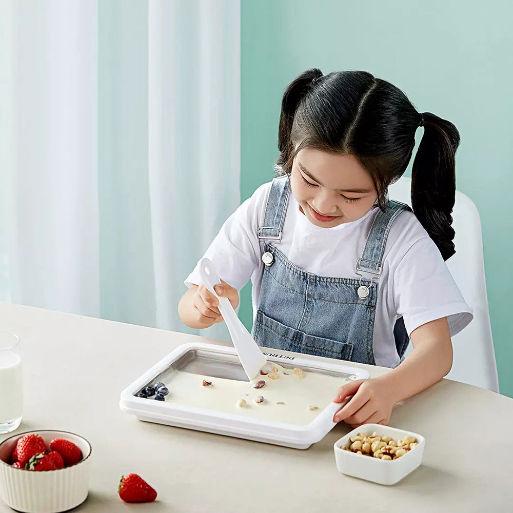 Plită termică pentru înghețată tip rulou, cu 2 spatule + forma din silicon pentru inghetata