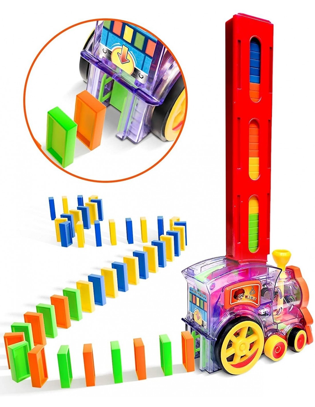Joc educativ – Trenuletul Domino cu 80 Piese, multicolor