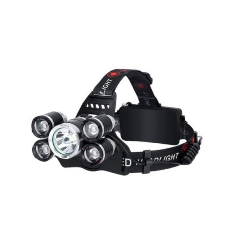 Lanterna de Cap cu 5 LED-uri, 30W, 8000 Lumeni, Zoom si Acumulatori Inclus