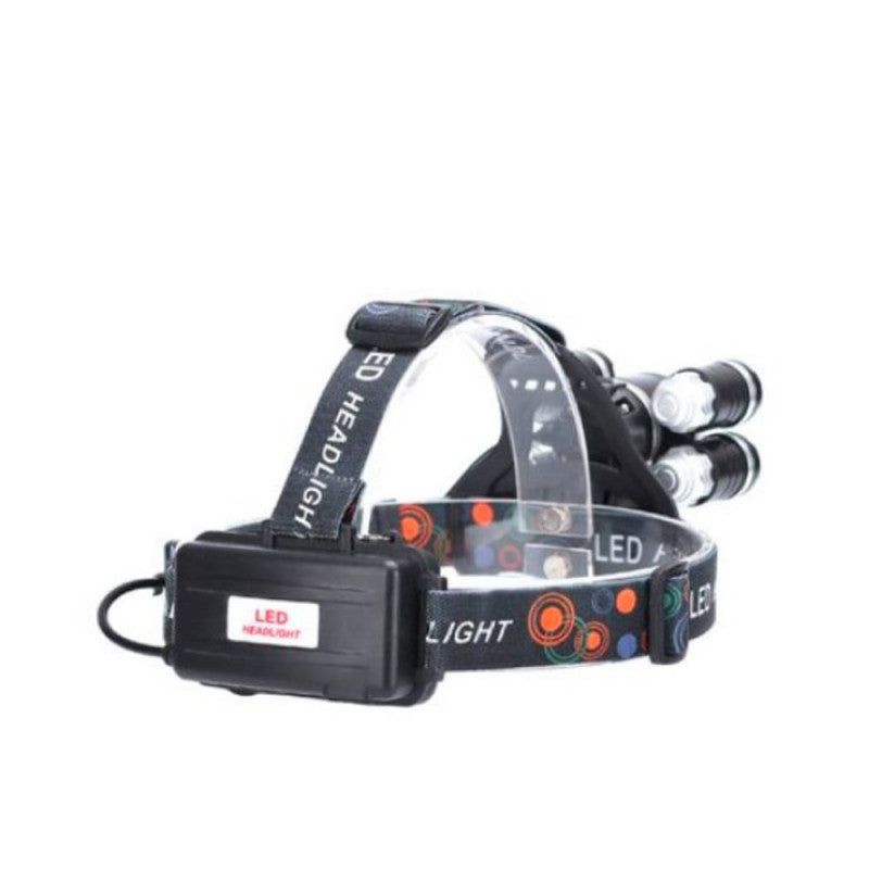 Lanterna de Cap cu 5 LED-uri, 30W, 8000 Lumeni, Zoom si Acumulatori Inclus