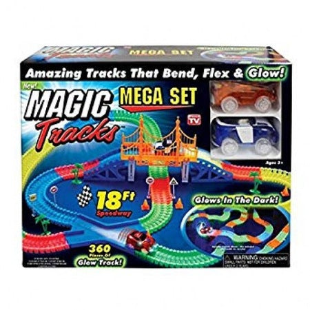 Set de jucarie circuit 220/360 piese si 2 masini LED, multicolor
