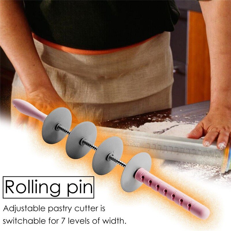 Set 2 instrumente pentru patiserie, tip rola, gri/roz