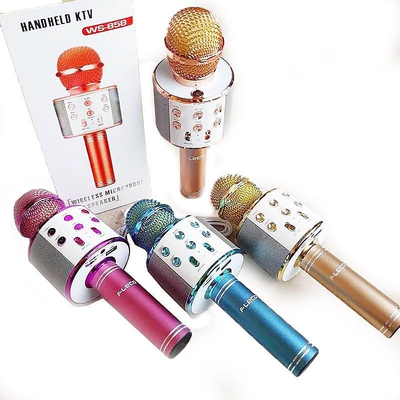 Microfon karaoke copii, wireless, acumulator 1800mah, iOS Android WS-858,Albastru