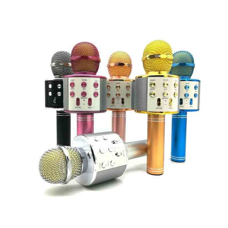 Microfon karaoke copii, wireless, acumulator 1800mah, iOS Android WS-858,Albastru