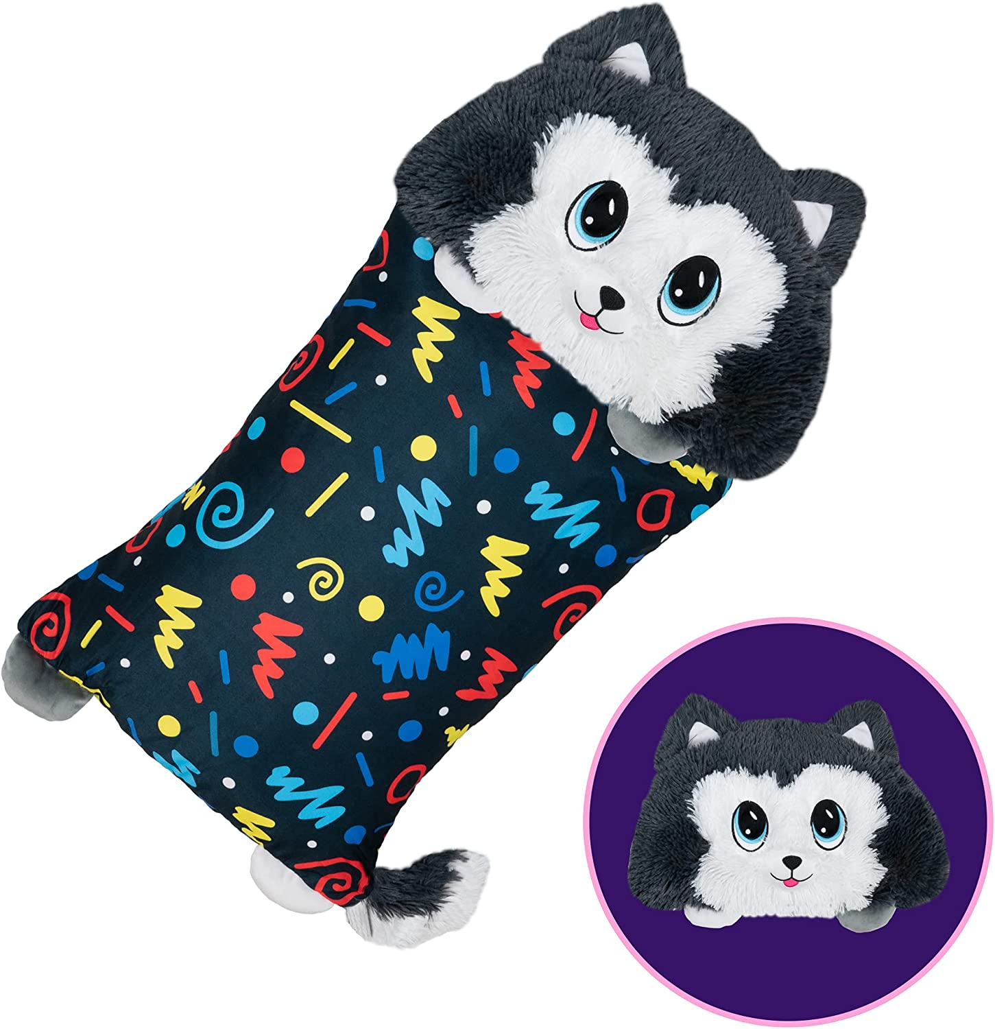 Fata de perna pentru copii, cu jucarie de plus detasabila, Fluff Pets, 50x66 cm