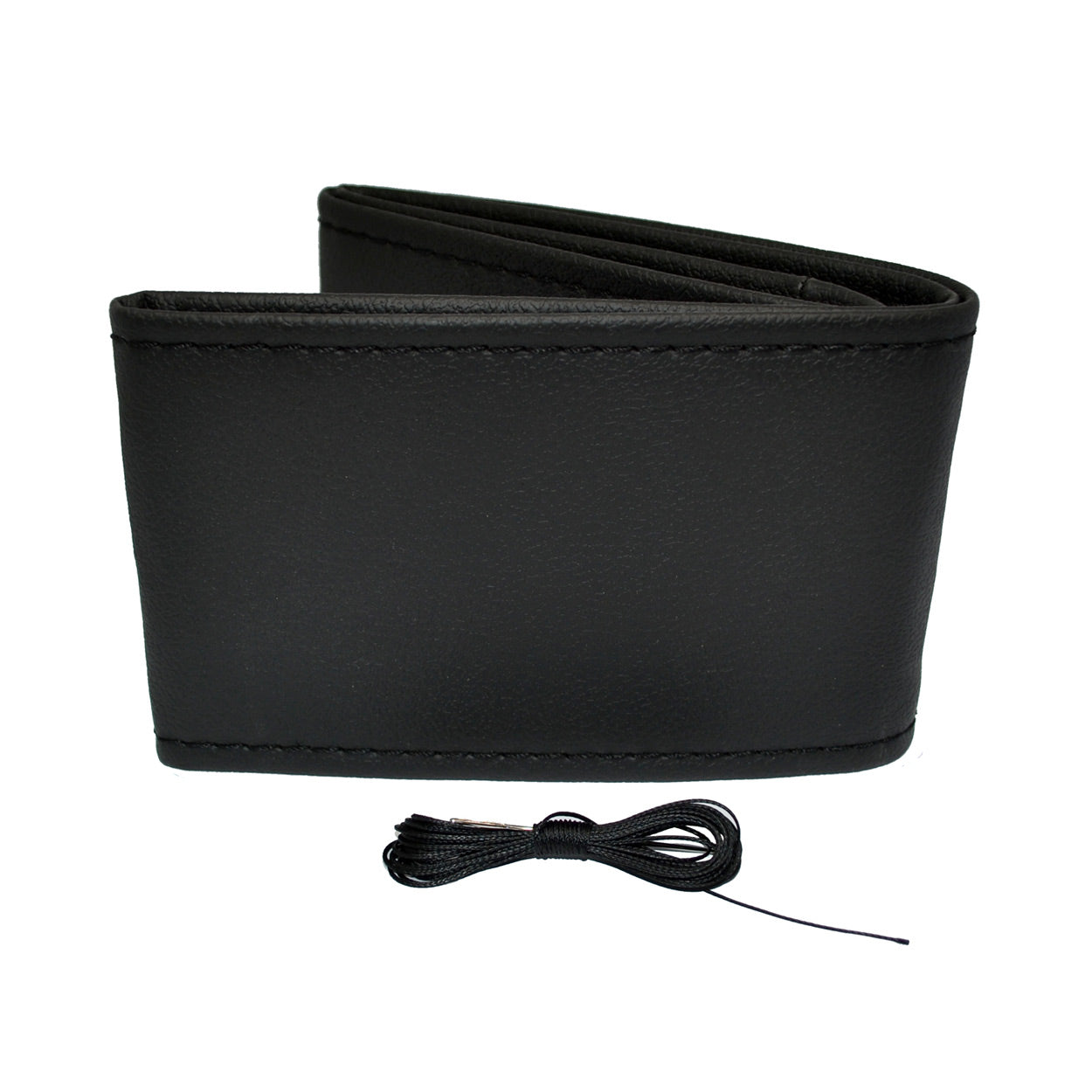 Husa volan OTOM din Piele Ecologica "Ne-Perforata" pentru autoturisme, diametru volan 37 - 39 cm, cu ac si ata Neagra