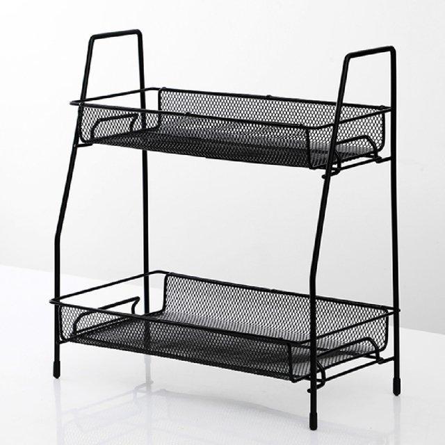 Suport organizator din metal cu 2 etajere, negru