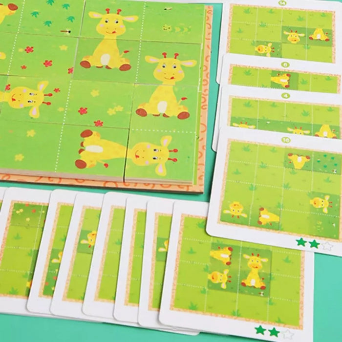 Joc Montessori de logica, Puzzle Girafa, din lemn