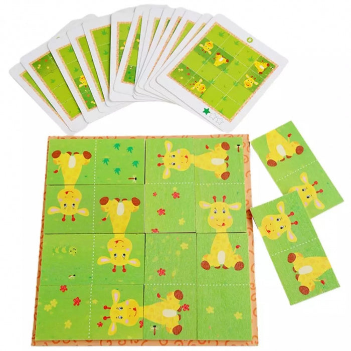 Joc Montessori de logica, Puzzle Girafa, din lemn