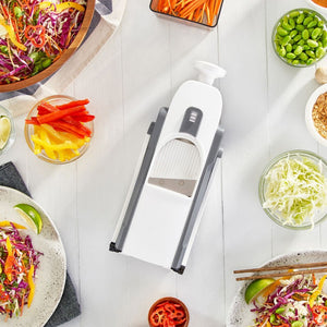 Razatoare Safe Dash Mandoline speciala pentru fructe si legume, Otel Inoxidabil Si plastic ABS, Maner Mare, Lame Ascutite