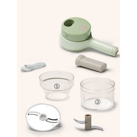 Tocator electric portabil de taiat legume, fructe si carne, 30w, 4 in 1, Verde