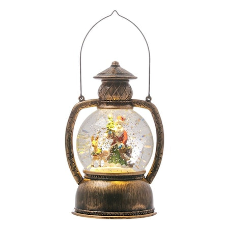 Felinar LED Luminos ,Muzical cu Baterii Si USB cu zapada si tematica de Craciun, 20 cm
