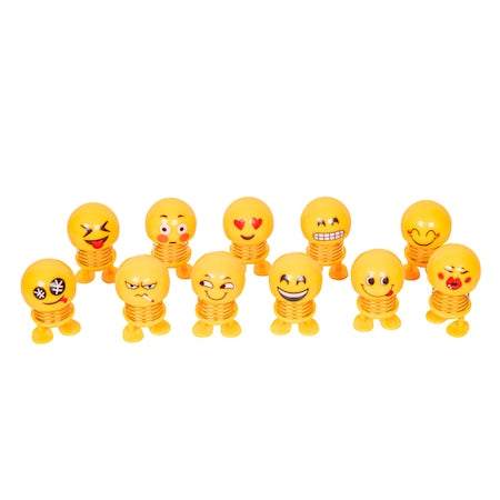 Jucarie cu arc pentru bordul masinii, emoticon galben