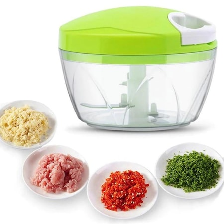 Tocator manual de legume cu 3 cutite, verde