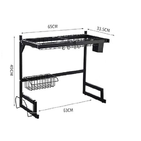Scurgator vase deasupra ghiuvetei, cu suport pentru tacamuri, 65cm, negru