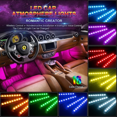 Lumini auto ambientale, telecomanda, jocuri de lumini, kit complet instalare, RGB