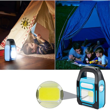 Lanterna LED, Incarcare Solara si USB, Lumina Laterala si Frontala, 3 Moduri Iluminare, Functie PowerBank