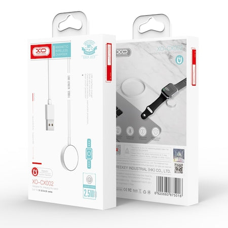Incarcator magnetic wireless XO-CX002 pentru Apple Watch 2/3/4/5/6, Alb