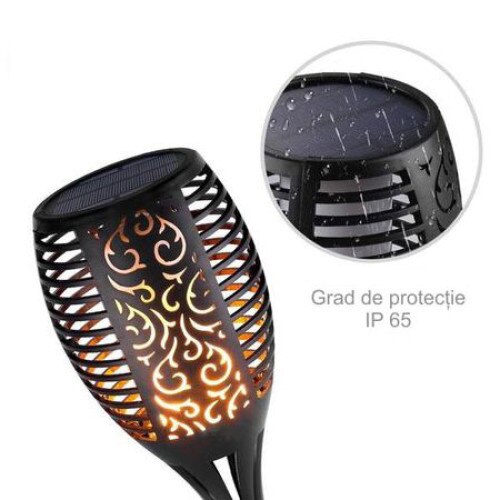 Torta LED cu panou solar, efect de flacara, design oriental