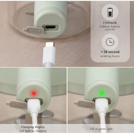 Tocator electric portabil de taiat legume, fructe si carne, 30w, 4 in 1, Verde