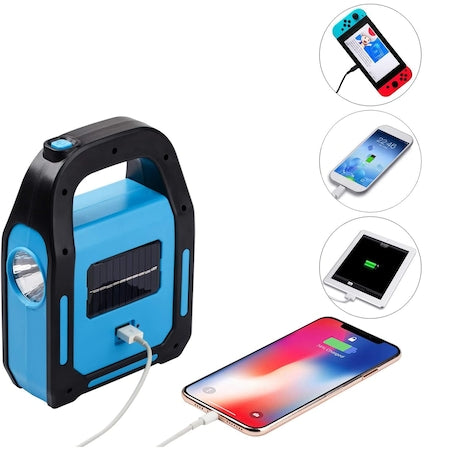 Lanterna LED, Incarcare Solara si USB, Lumina Laterala si Frontala, 3 Moduri Iluminare, Functie PowerBank