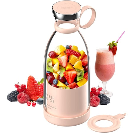 Mini Blender Electric cu Incarcare Wireless, Portabil, Multifunctional, 350 ml, 20000 rpm, Fresh Juice, Alb