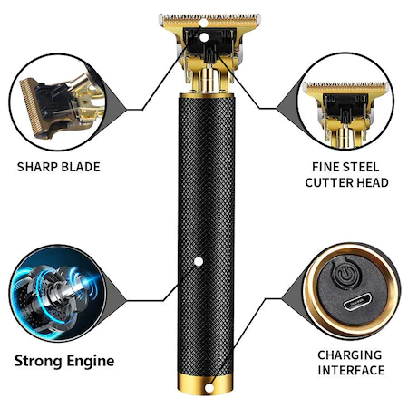 Masina De Tuns Profesionala, Pentru Barba, Contur, Fara Fir, Lame Inox Si Incarcare USB, 1.5mm, 3mm, 6mm, 9mm