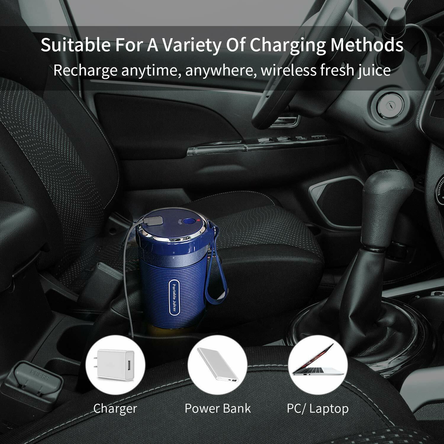 Mini blender electric NutriCup, portabil, pentru preparare sucuri si shake-uri sanatoase, incarcare USB, acumulator, 420 ml