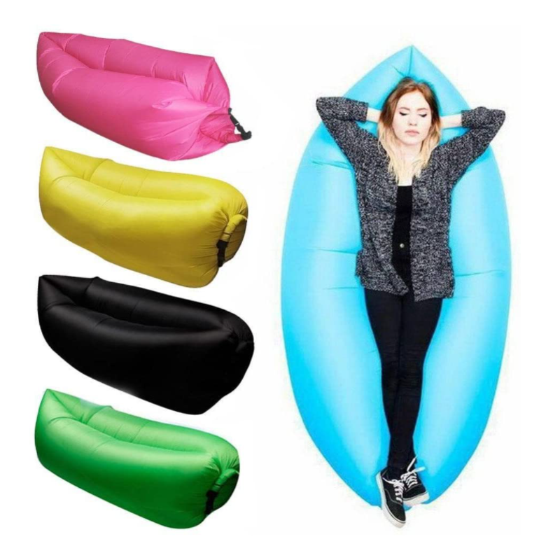 Saltea Gonflabila tip Lazy Bag cu ghiozdan inclus, 230x70 cm, umflare fara pompa, Verde