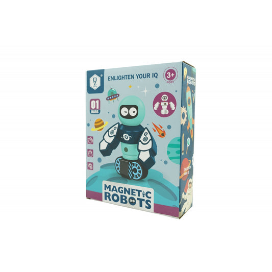 Set inteligent de blocuri magnetice pentru copii, 7 piese, robotel, albastru