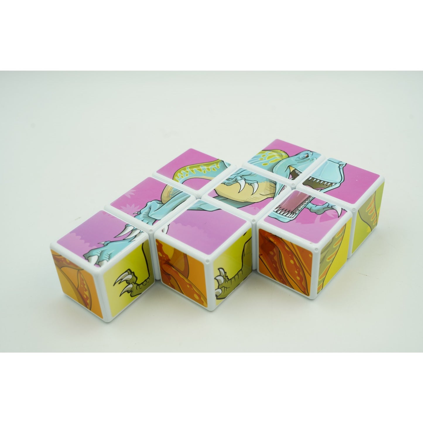 Set inteligent de cuburi magnetice pentru copii, 8 piese, cutie depozitare, puzzle dinozauri, +3 ani, multicolor