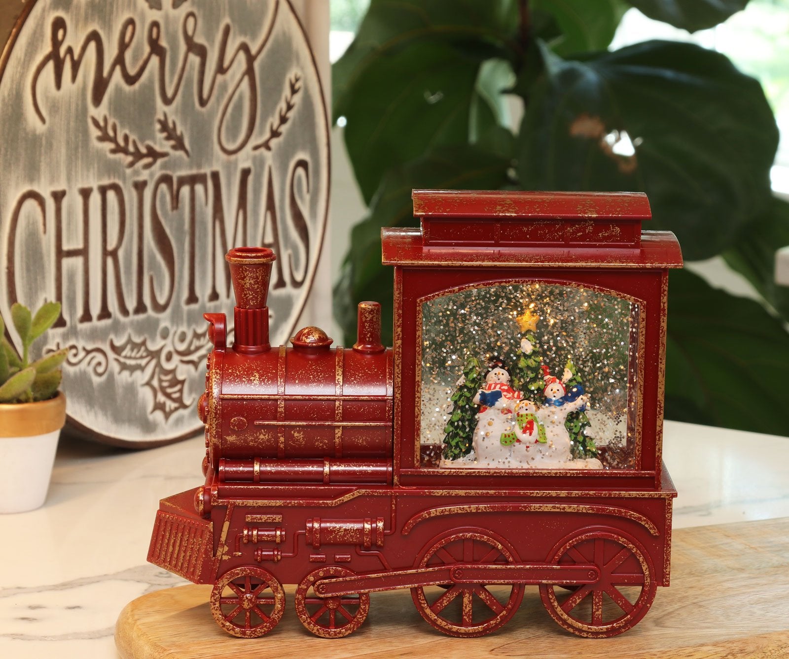 Decoratiune LED de Craciun cu sclipici