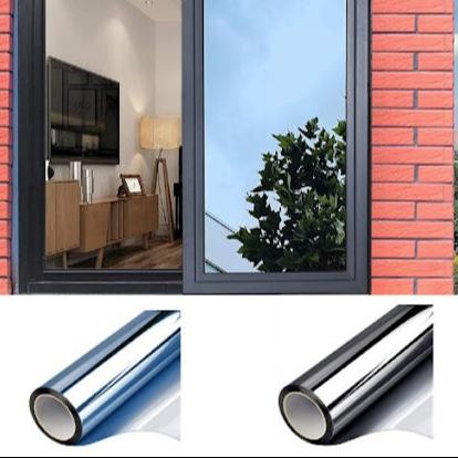 Folie reflexiva neagra cu protectie solara pentru geamuri interioare, cu efect de oglinda, UV, 60x300cm
