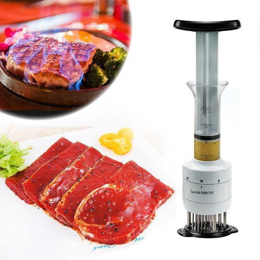 Aparat pentru fragezirea carnii cu injector pentru sos