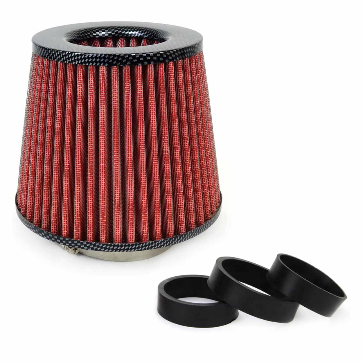Filtru de aer conic Carbon cu 3 adaptoare-0